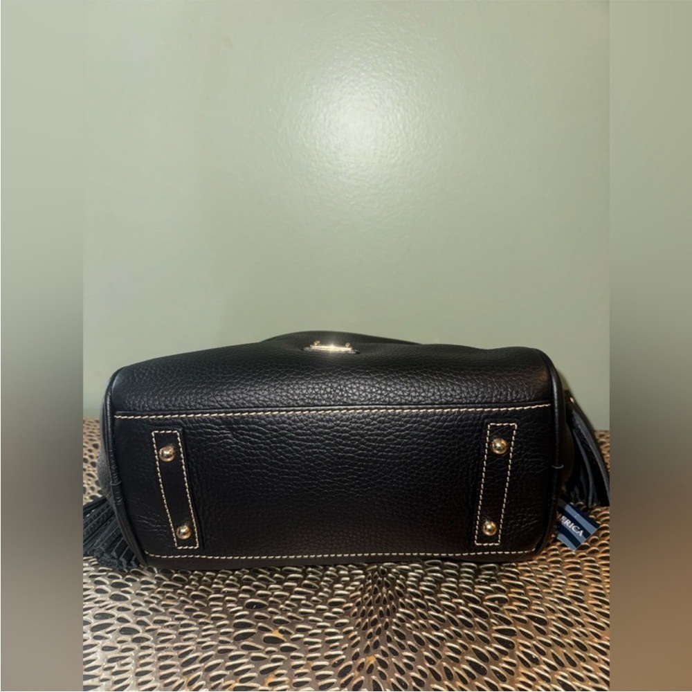 Dooney & Bourke Black Leather Satchel Bag with Tassels - Picture 13 of 13